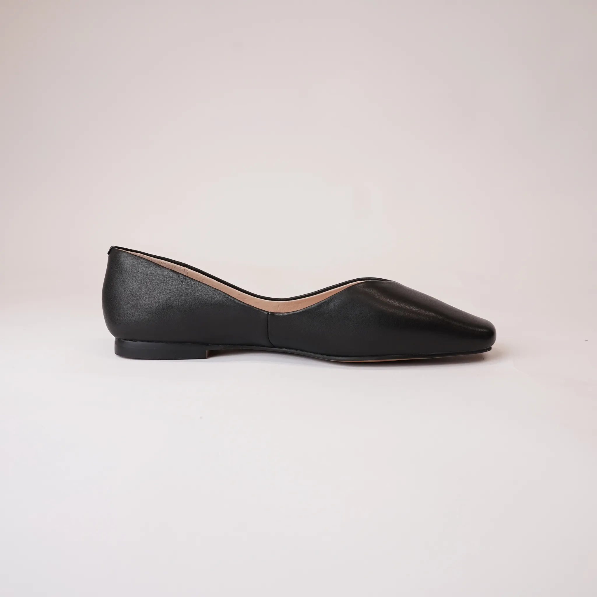 Adriana Black Leather Ballet Flats