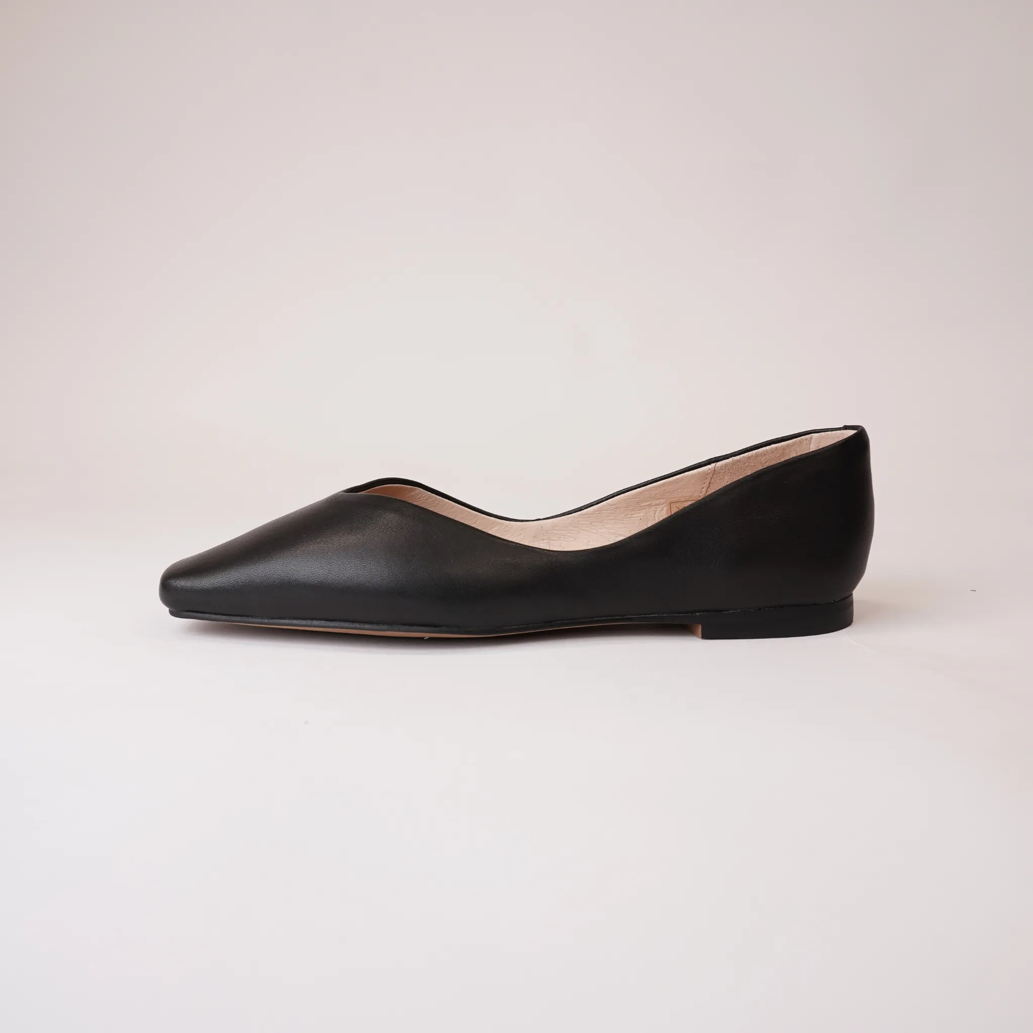 Adriana Black Leather Ballet Flats