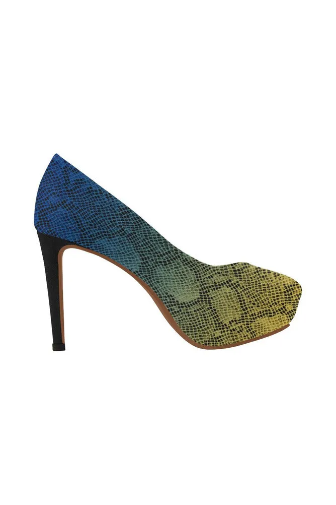 blue yellow ombre heels Women's High Heels (Model 044)