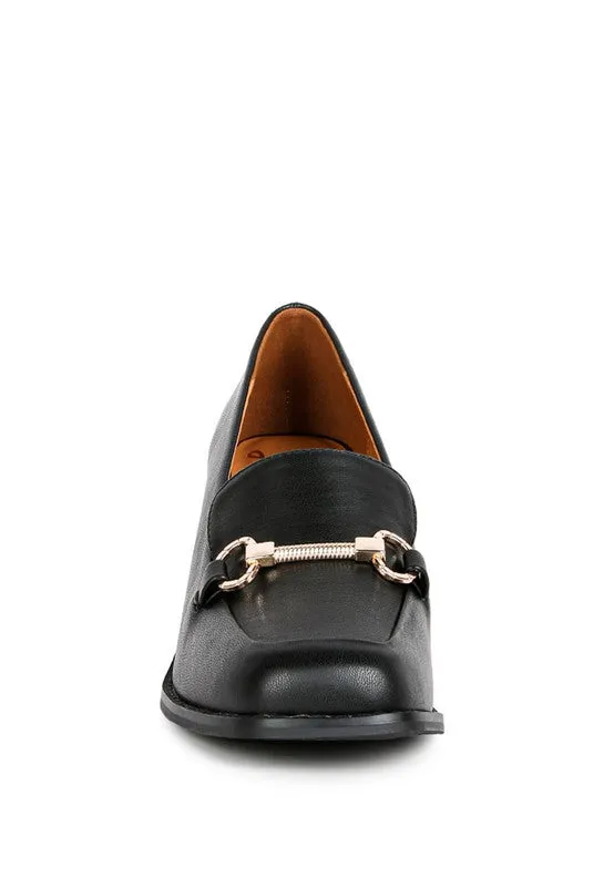 Boss Metallic Chain Heeled Loafers