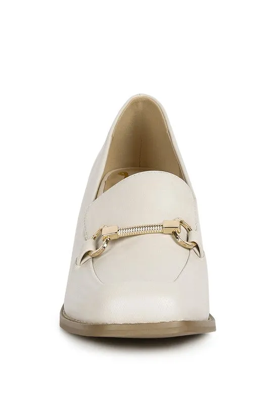 Boss Metallic Chain Heeled Loafers