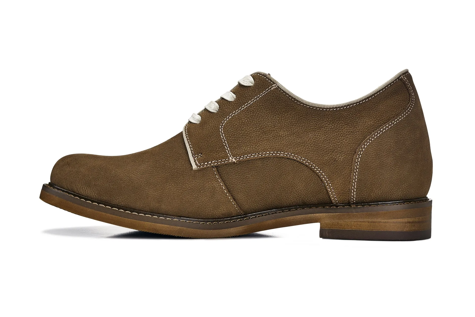 CALTO - J1312 - 3 Inches Taller (Khaki Brown) - Business Casual Leather Derbies