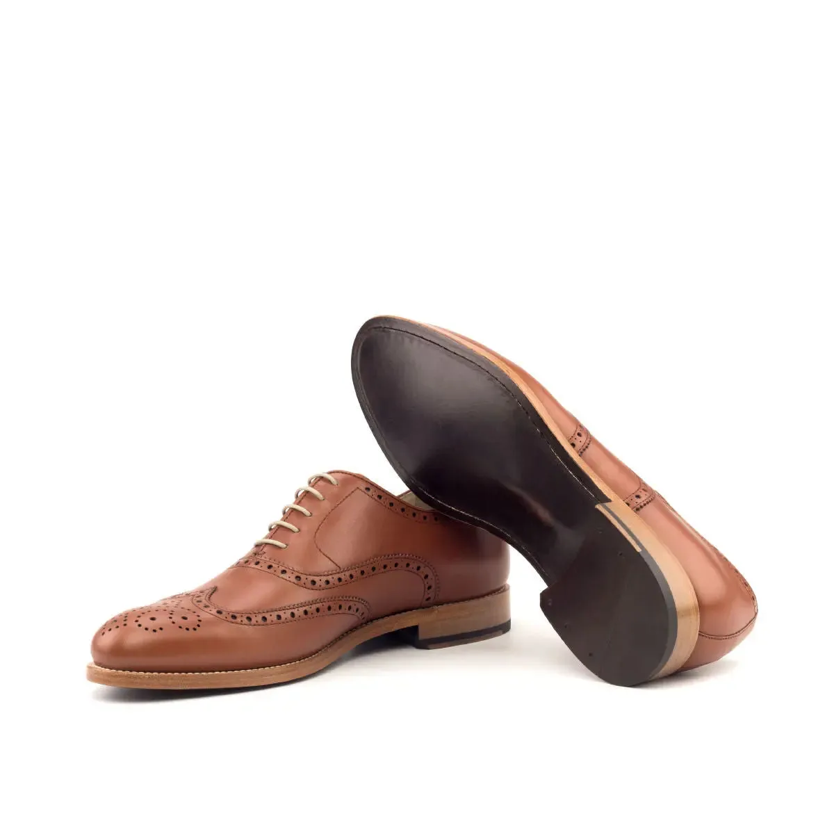 DapperFam Aeron in Cognac Men's Italian Leather Full Brogue