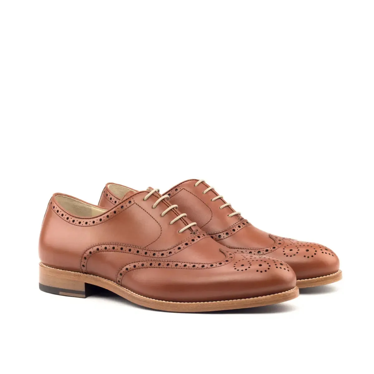 DapperFam Aeron in Cognac Men's Italian Leather Full Brogue