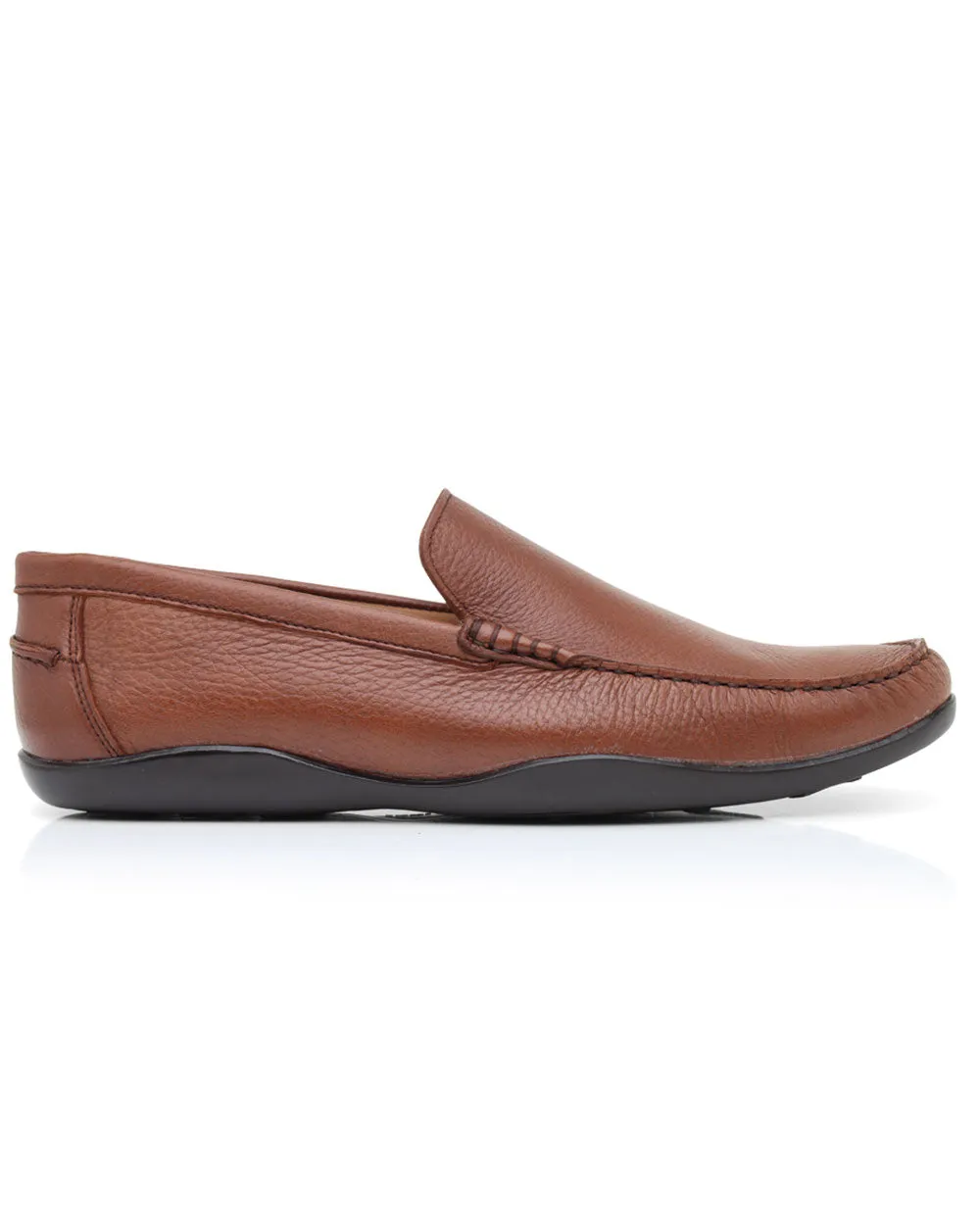 Deerskin Leather Greenwich Loafer in Walnut