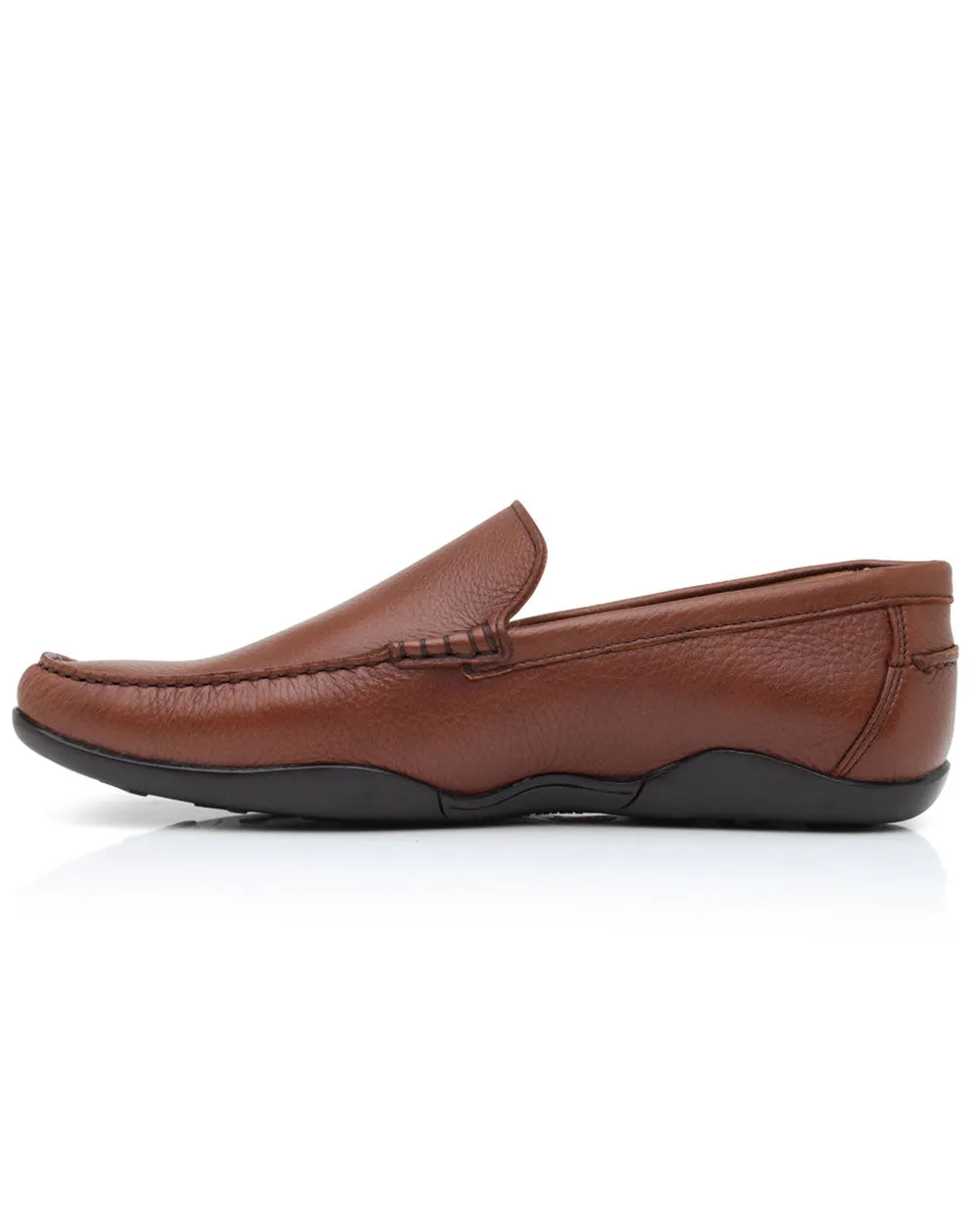 Deerskin Leather Greenwich Loafer in Walnut