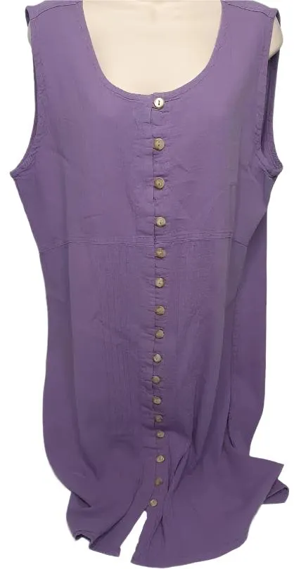 Dress-Button Front-Sleeveless-Purple-Women's-S0612