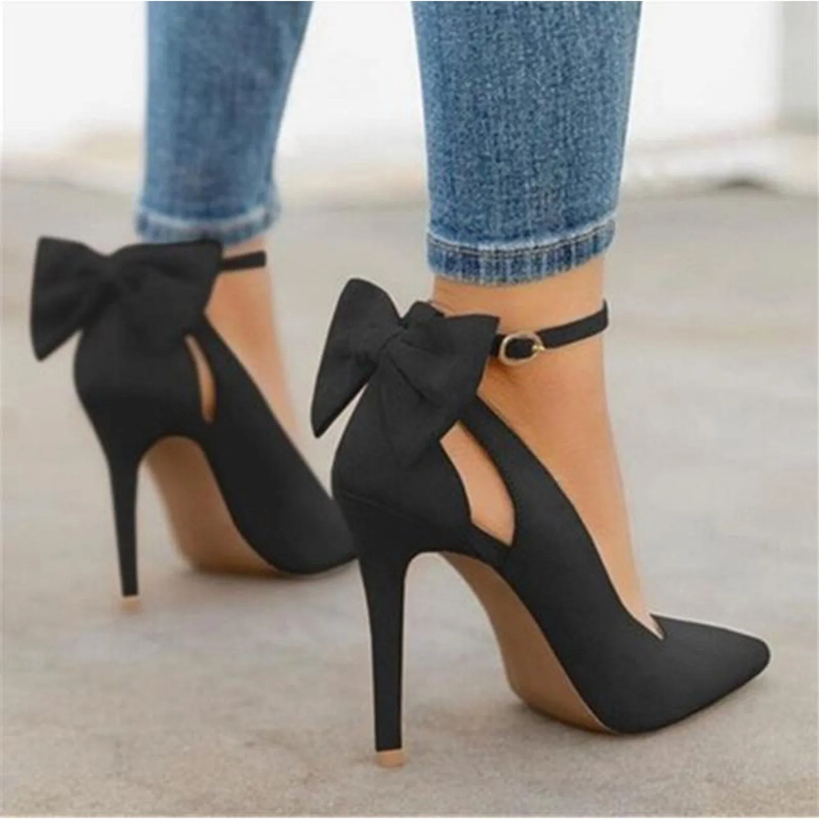 Funki Buys | Shoes | Women's Suede Bow Knot High Heels