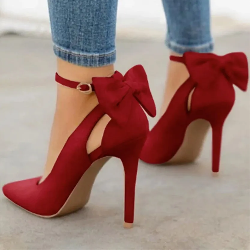 Funki Buys | Shoes | Women's Suede Bow Knot High Heels