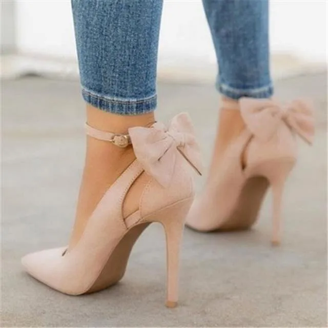 Funki Buys | Shoes | Women's Suede Bow Knot High Heels