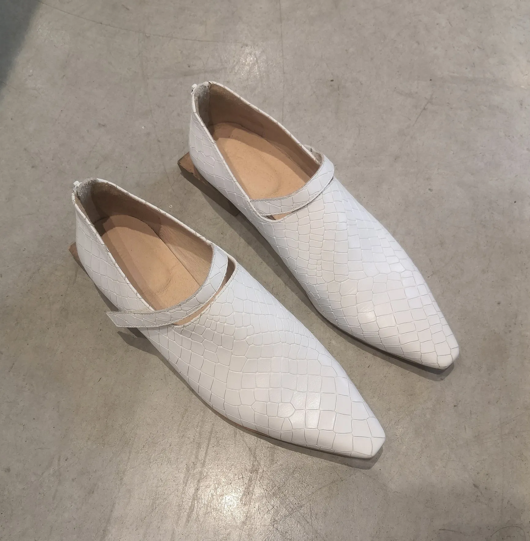 Hand Carved Shoes In White