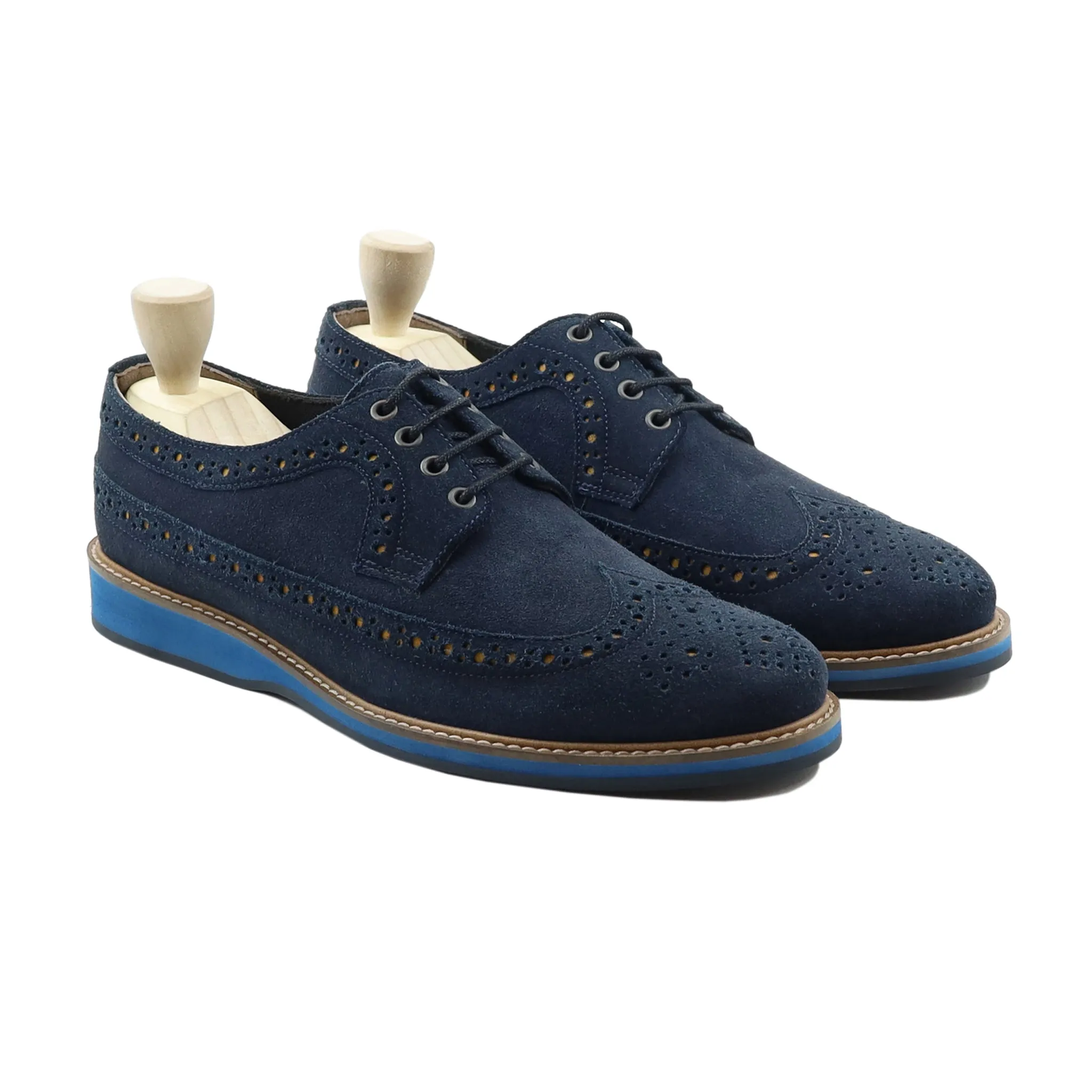 Kilen - Men's Navy Blue Kid Suede Derby Shoe