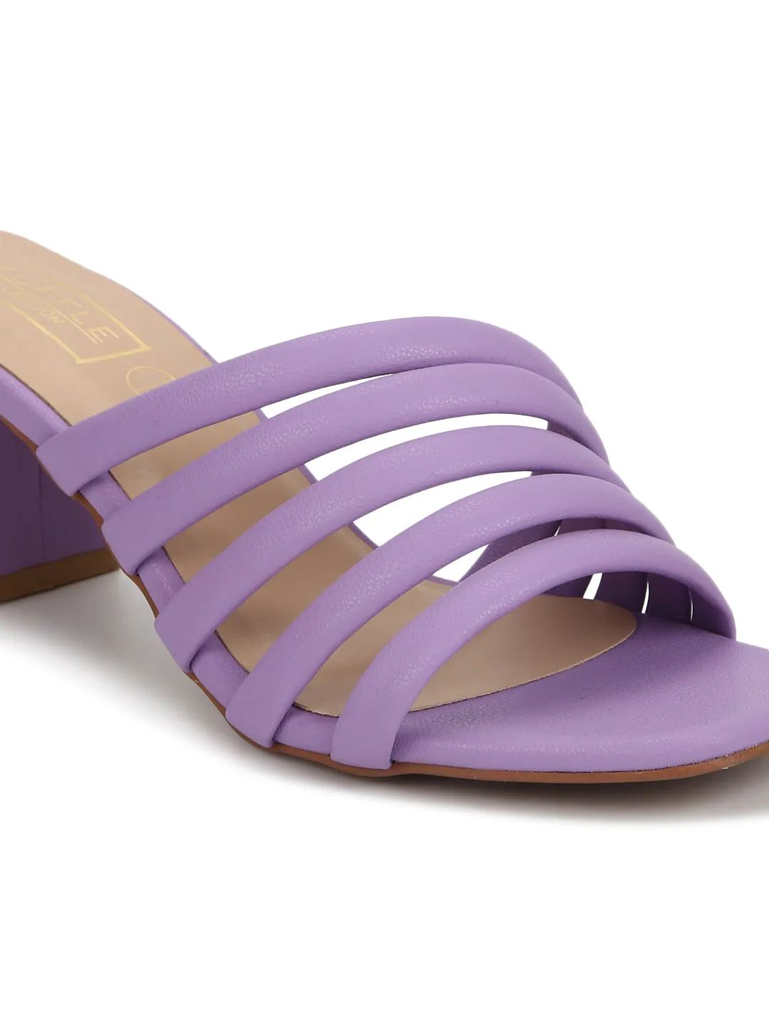 Lilac Purple PU Strappy Mules