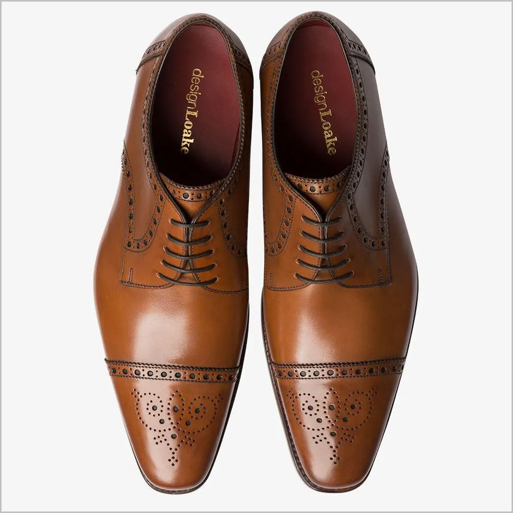 Loake Foley Cedar Leather Semi Brogue Derby Shoe--