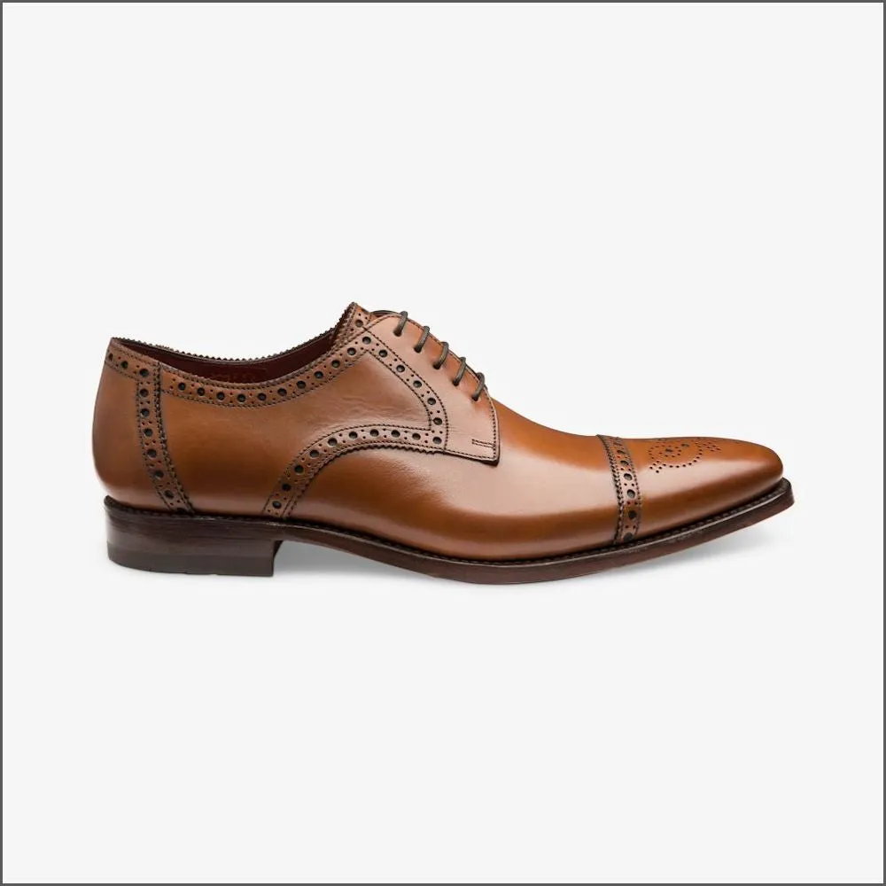 Loake Foley Cedar Leather Semi Brogue Derby Shoe--