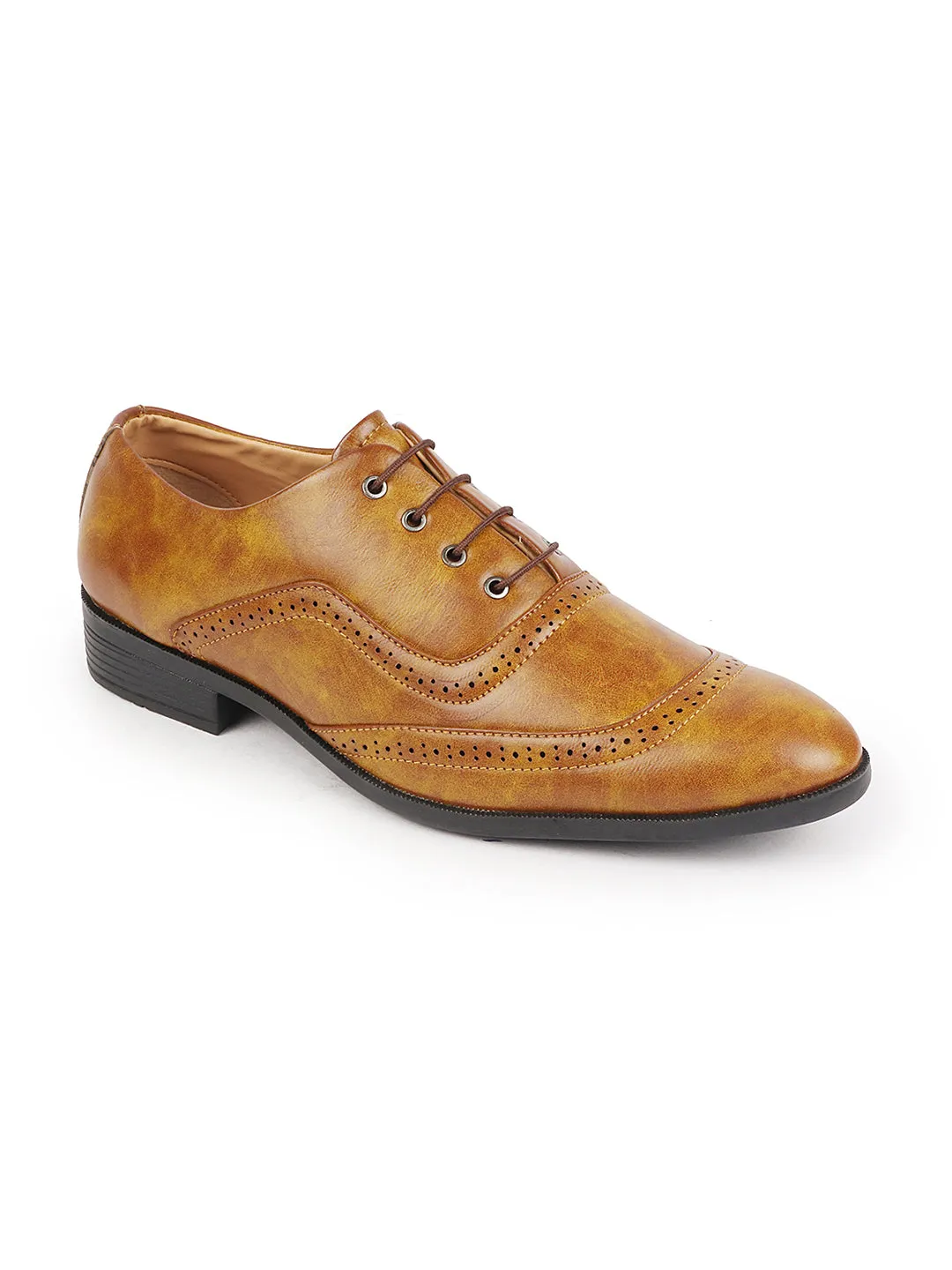 Men Teek Formal Office Round Toe Comfort Brogue Lace Up Shoes