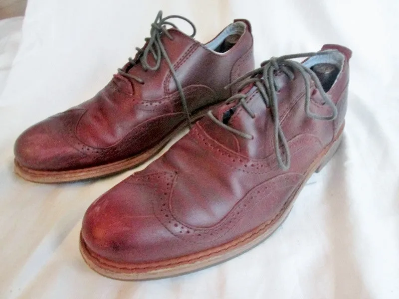 Mens CATERPILLAR Leather WINGTIP OXFORD Loafers Shoes 11 BURGUNDY BROWN