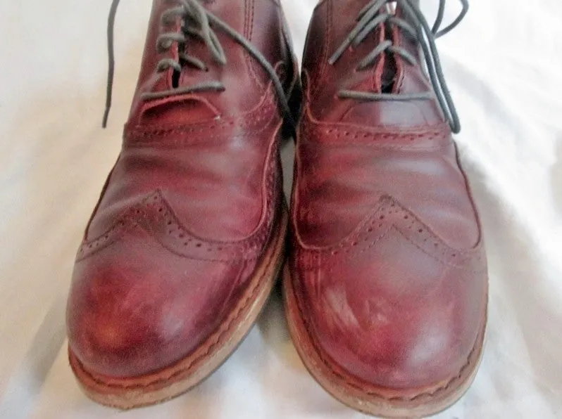 Mens CATERPILLAR Leather WINGTIP OXFORD Loafers Shoes 11 BURGUNDY BROWN