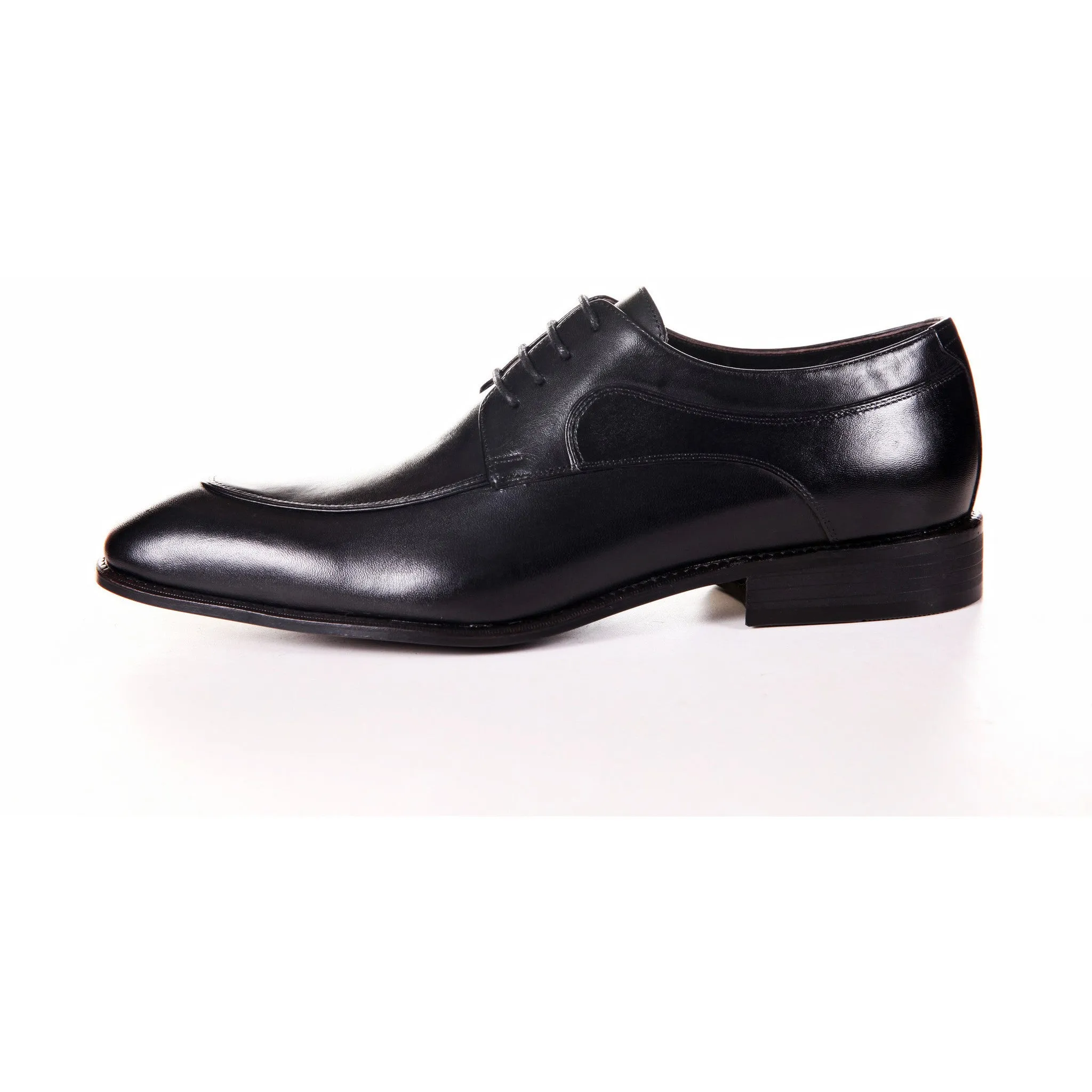 Men's Genuine Leather Derby Formal Black Shoes by ENAAF #YS06BLK