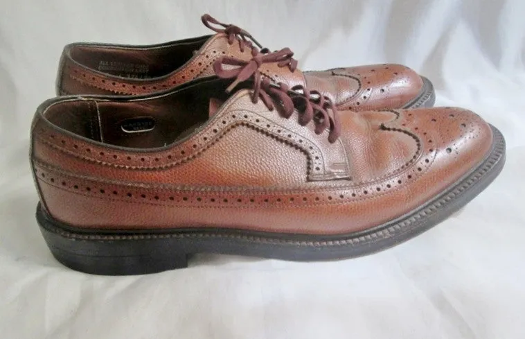 Mens HANOVER L.B. SHEPPARD BROGUE Leather WINGTIP OXFORD Shoes 10A BROWN