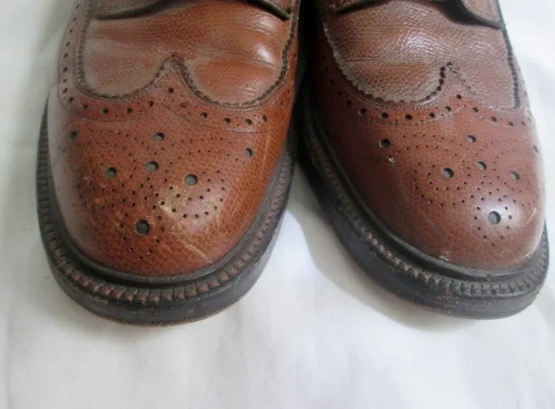 Mens HANOVER L.B. SHEPPARD BROGUE Leather WINGTIP OXFORD Shoes 10A BROWN