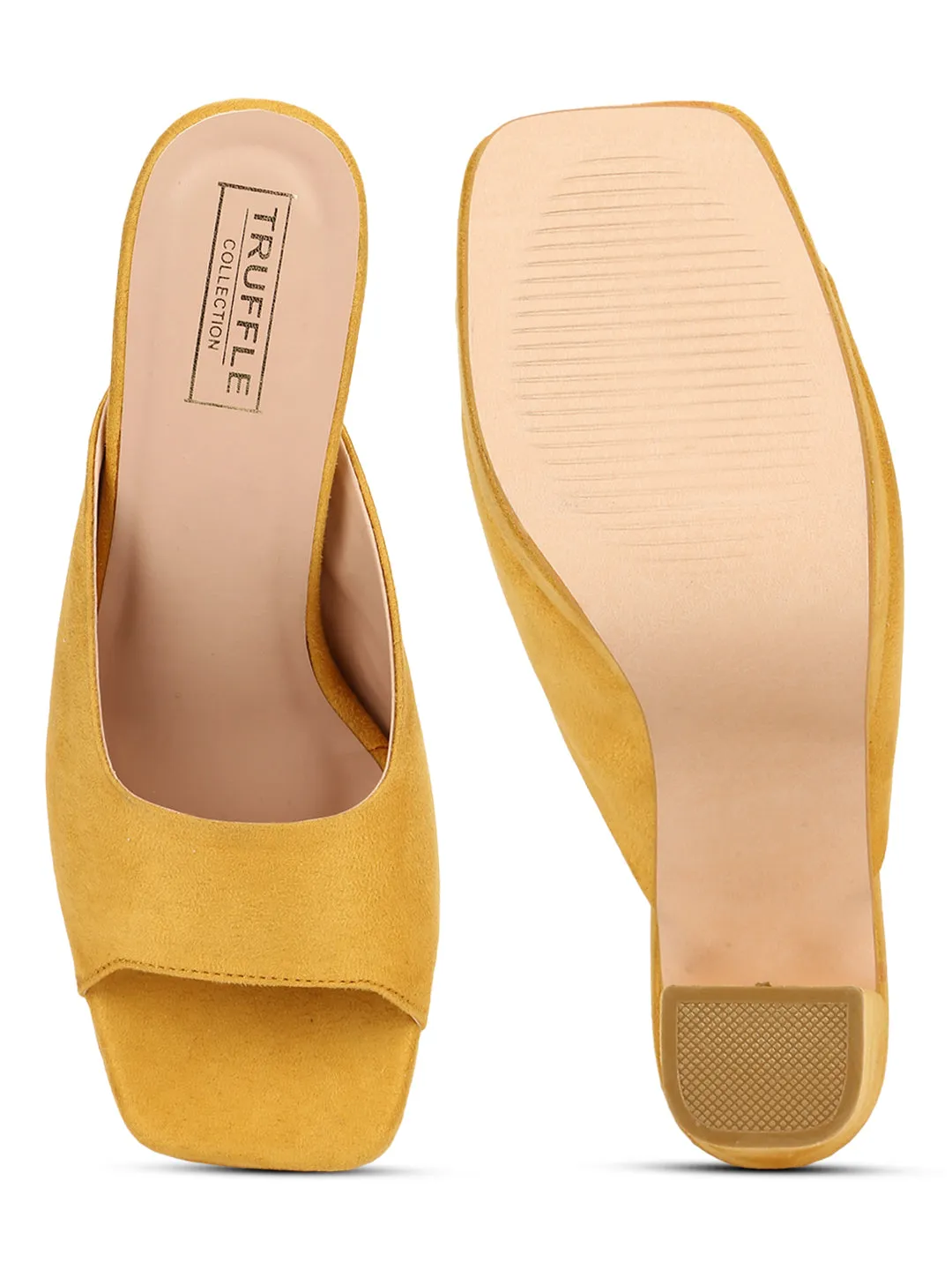 Mustard Yellow Suede High Block Heel Mules (TC-SLC-N1101-MST)