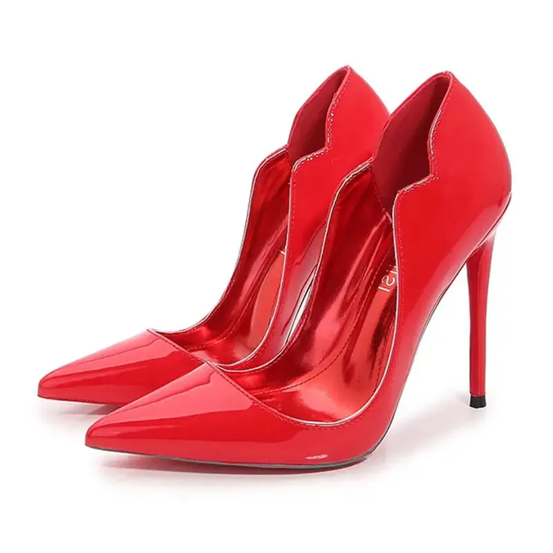 POX Luxx - Elegant red bottom/inner stiletto heels for women (12cm)