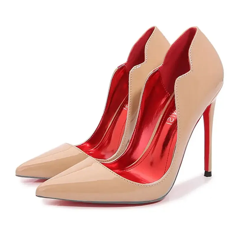 POX Luxx - Elegant red bottom/inner stiletto heels for women (12cm)