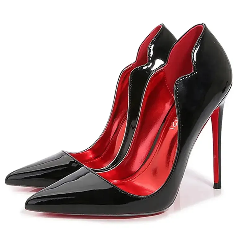 POX Luxx - Elegant red bottom/inner stiletto heels for women (12cm)