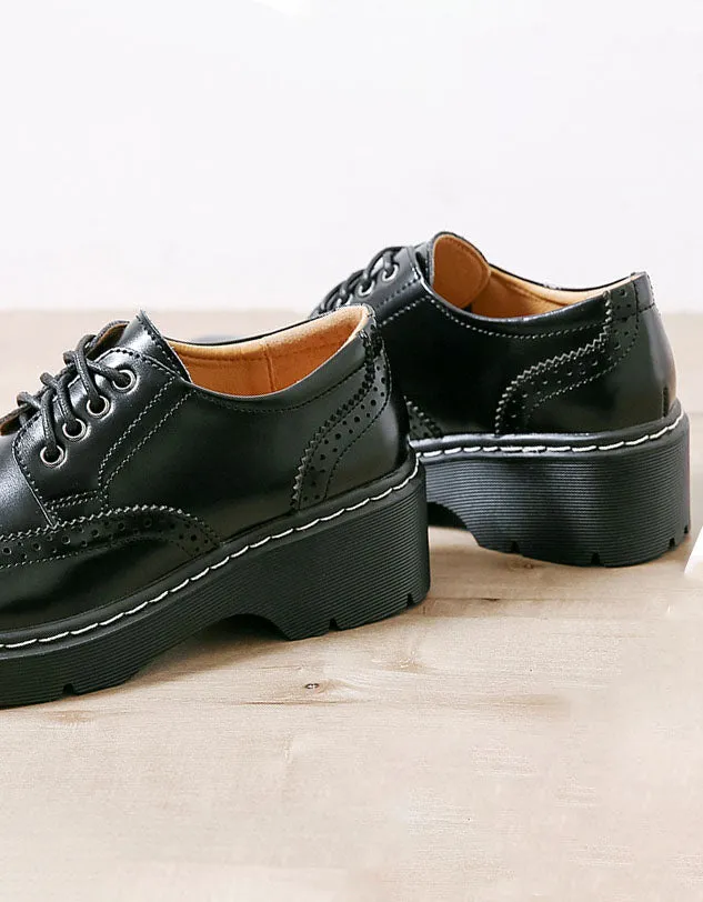 Round Toe Brogue Style Lace Up Mary Jane Shoes