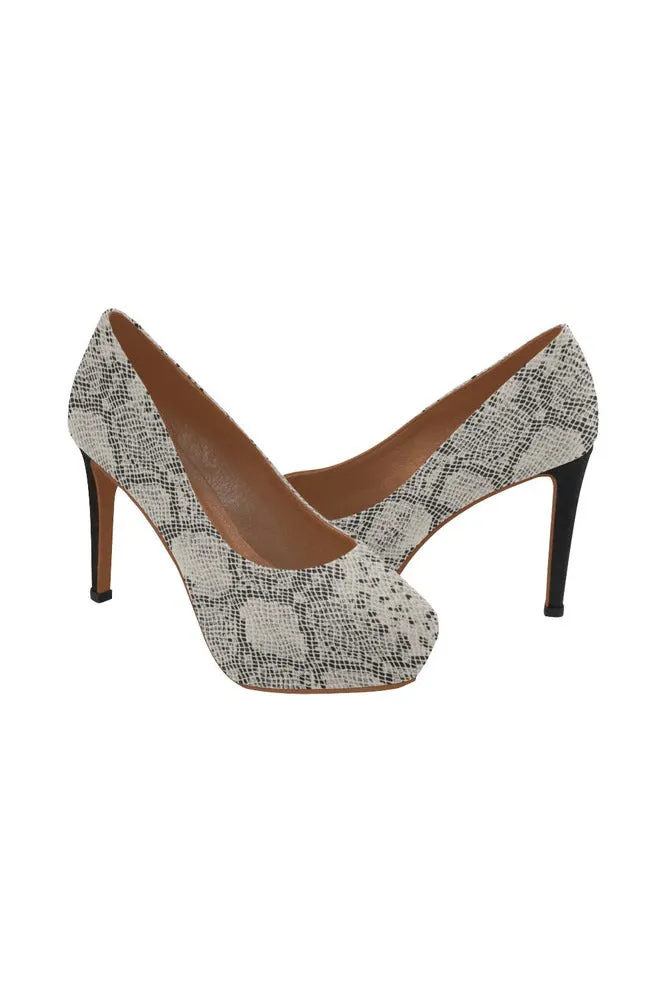 Snake Skin Print Women's High Heels