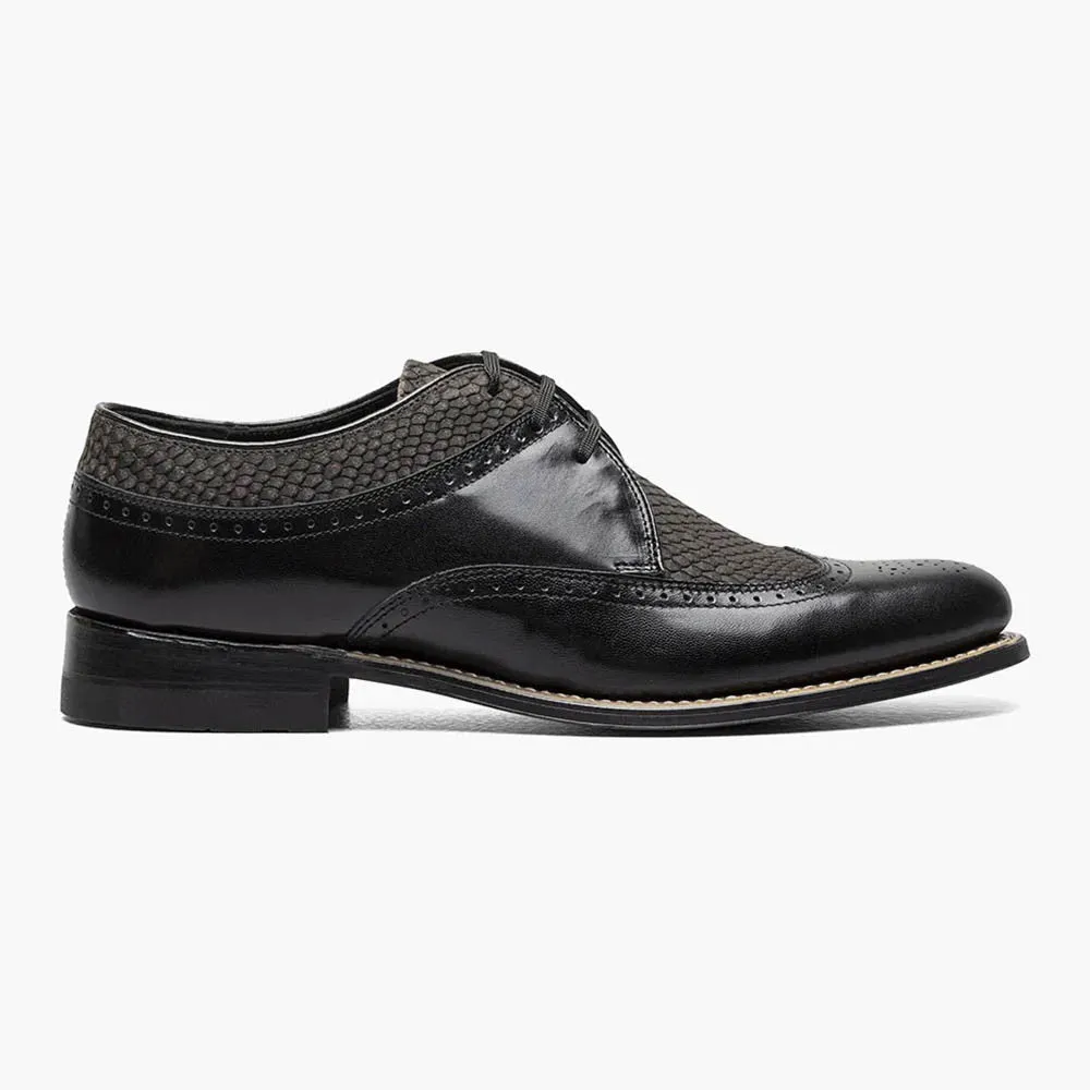 Stacy Adams DAYTON Black/ White Python Print Wingtip Oxford Shoes