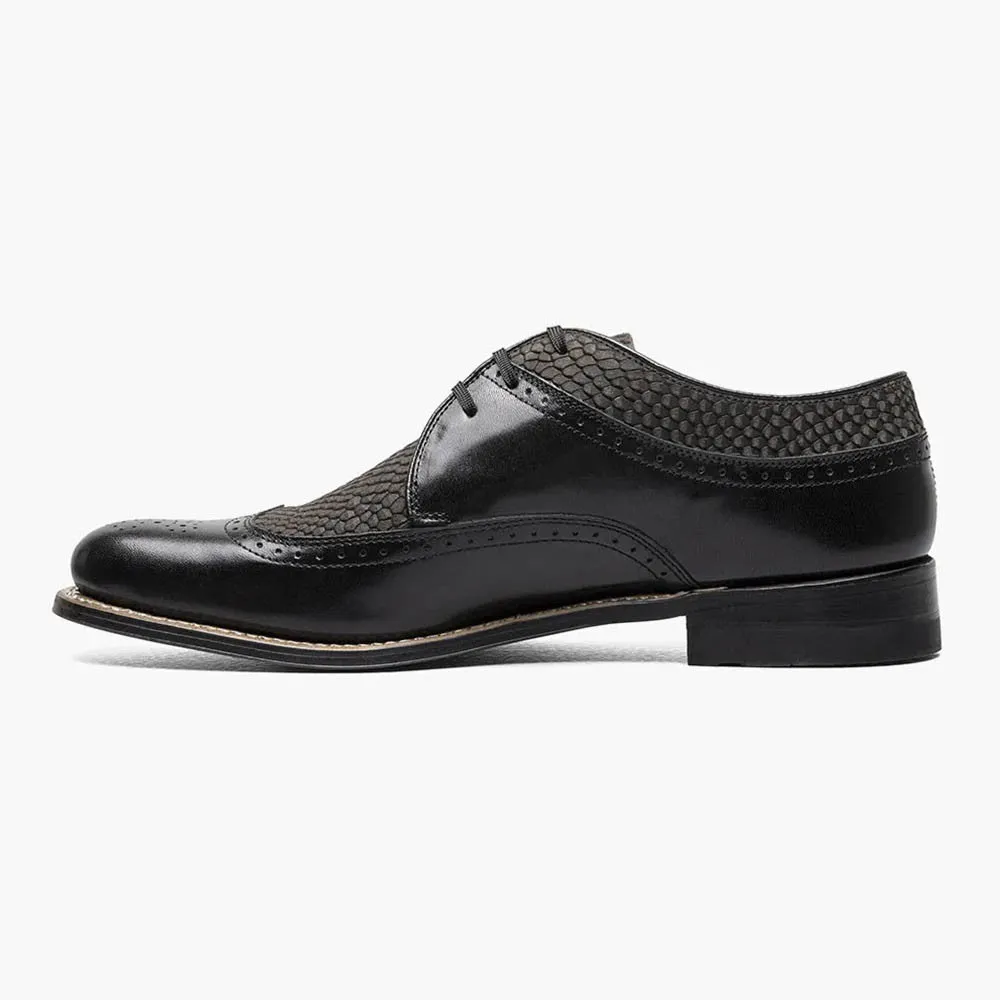 Stacy Adams DAYTON Black/ White Python Print Wingtip Oxford Shoes