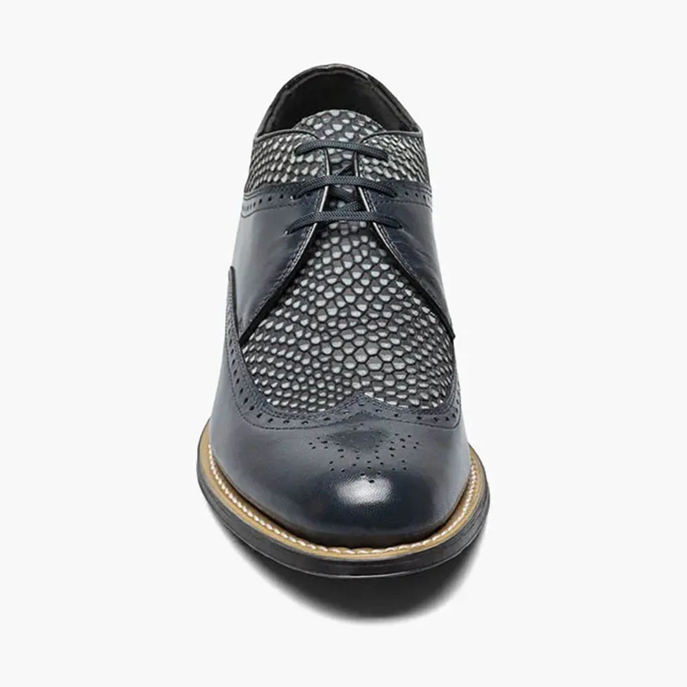 Stacy Adams DAYTON Navy Blue Python Print Wingtip Oxford Shoes