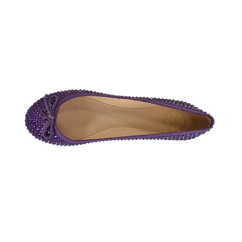 Tory Burch Chelsea Crystal Bling Ballet Soho Lux Flats Boysenberry Size 7.5