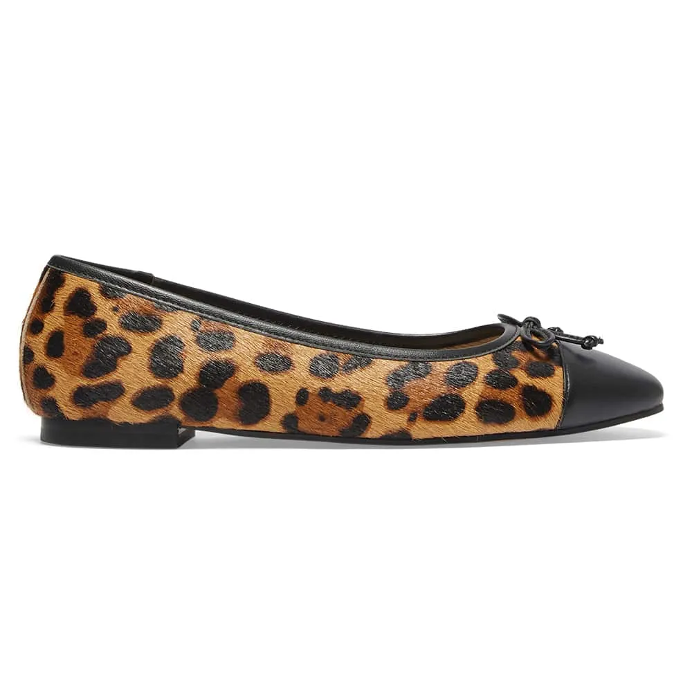 Trella Flat in Black/animal Leather