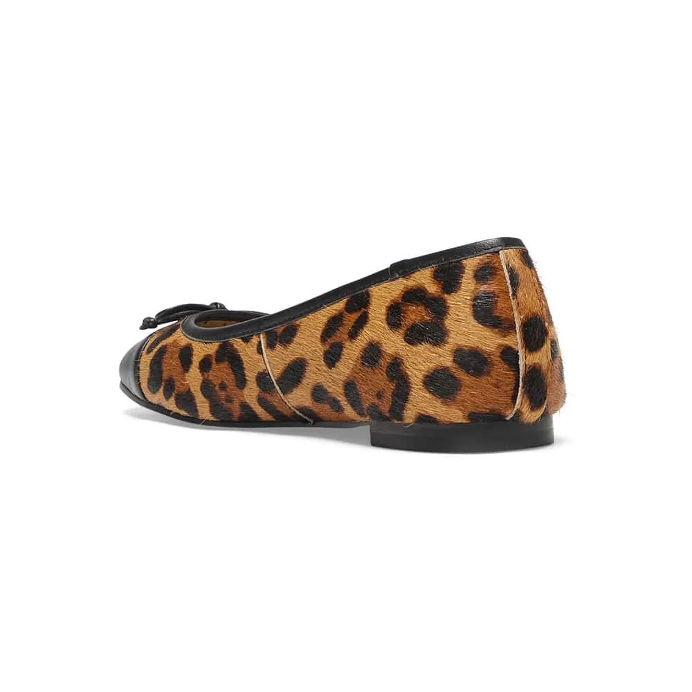 Trella Flat in Black/animal Leather