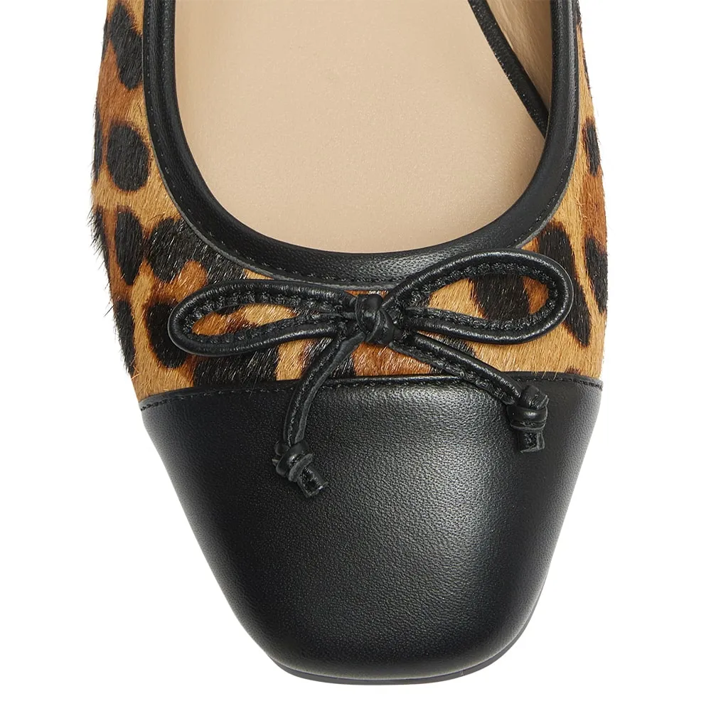 Trella Flat in Black/animal Leather