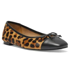 Trella Flat in Black/animal Leather