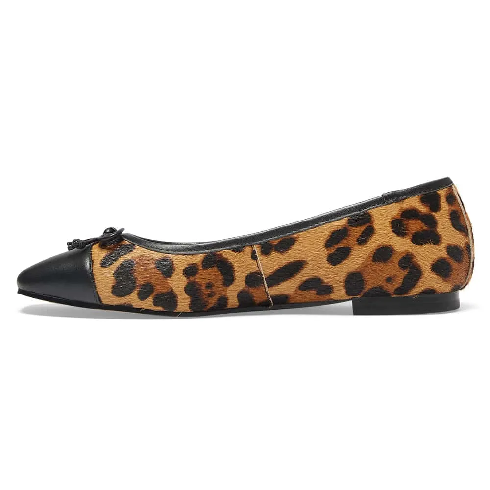 Trella Flat in Black/animal Leather