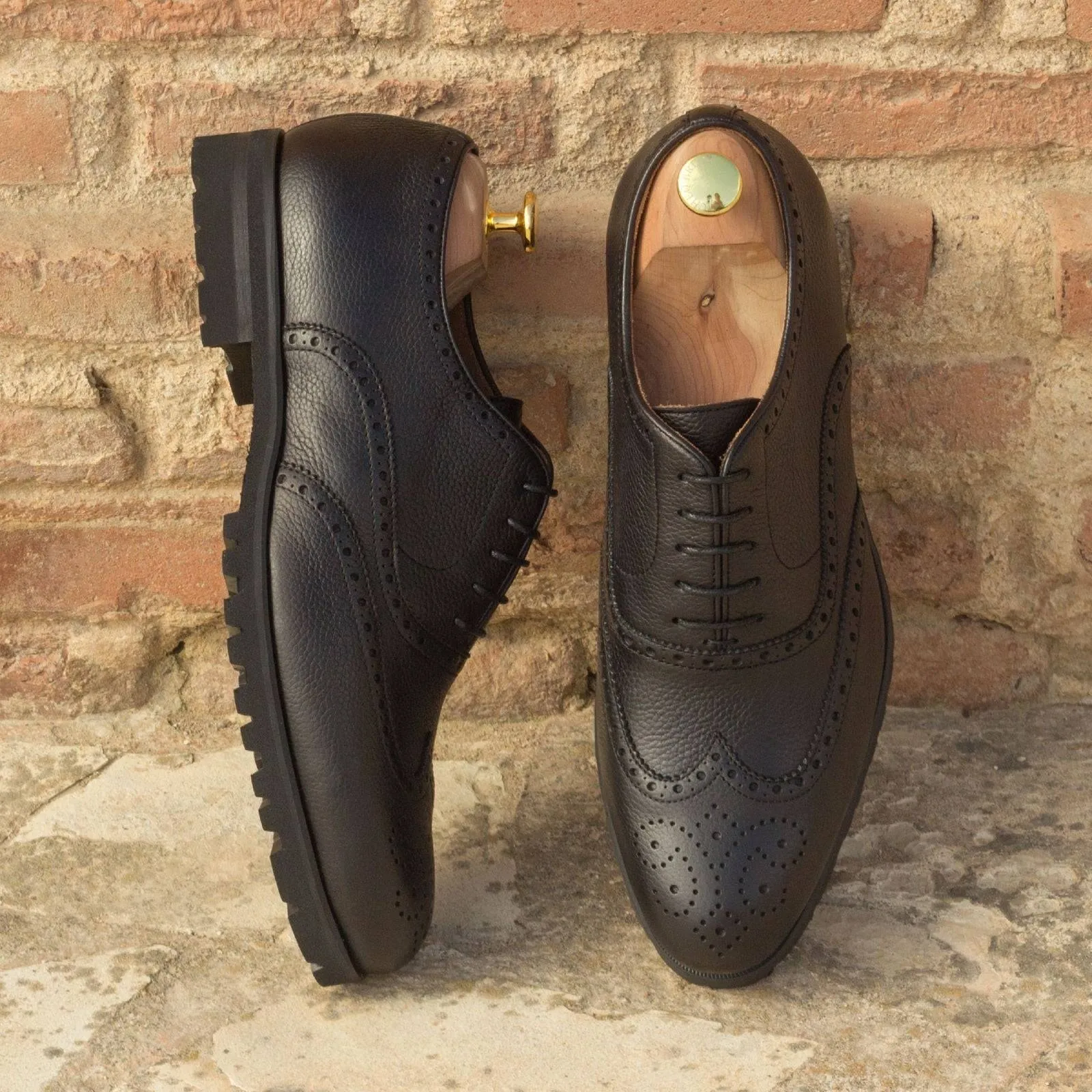 Unique Handcrafted Black Brogue Classic Oxford by Le Ruux