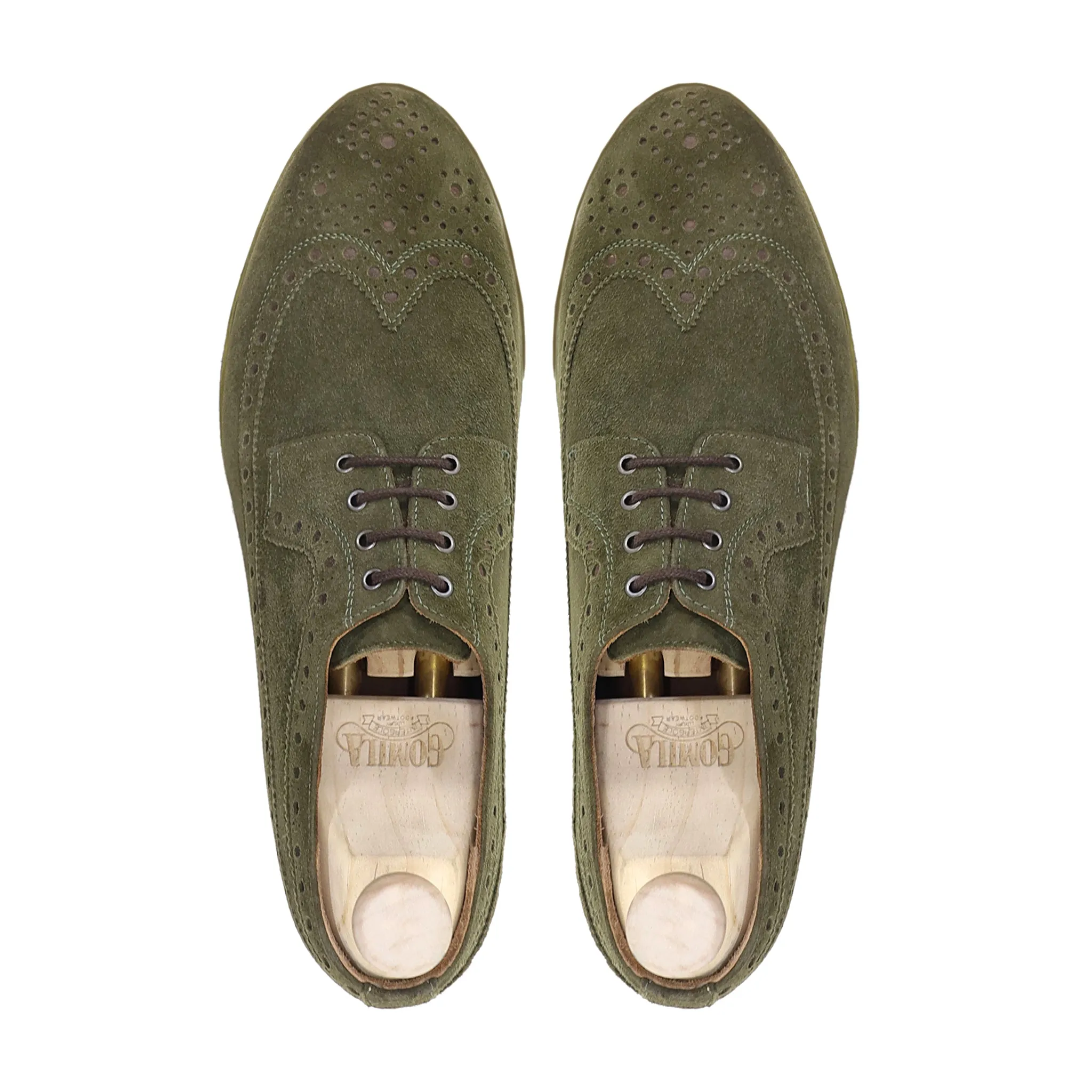 Vanesa - Men's Olive Green Kid Suede Derby Shoe