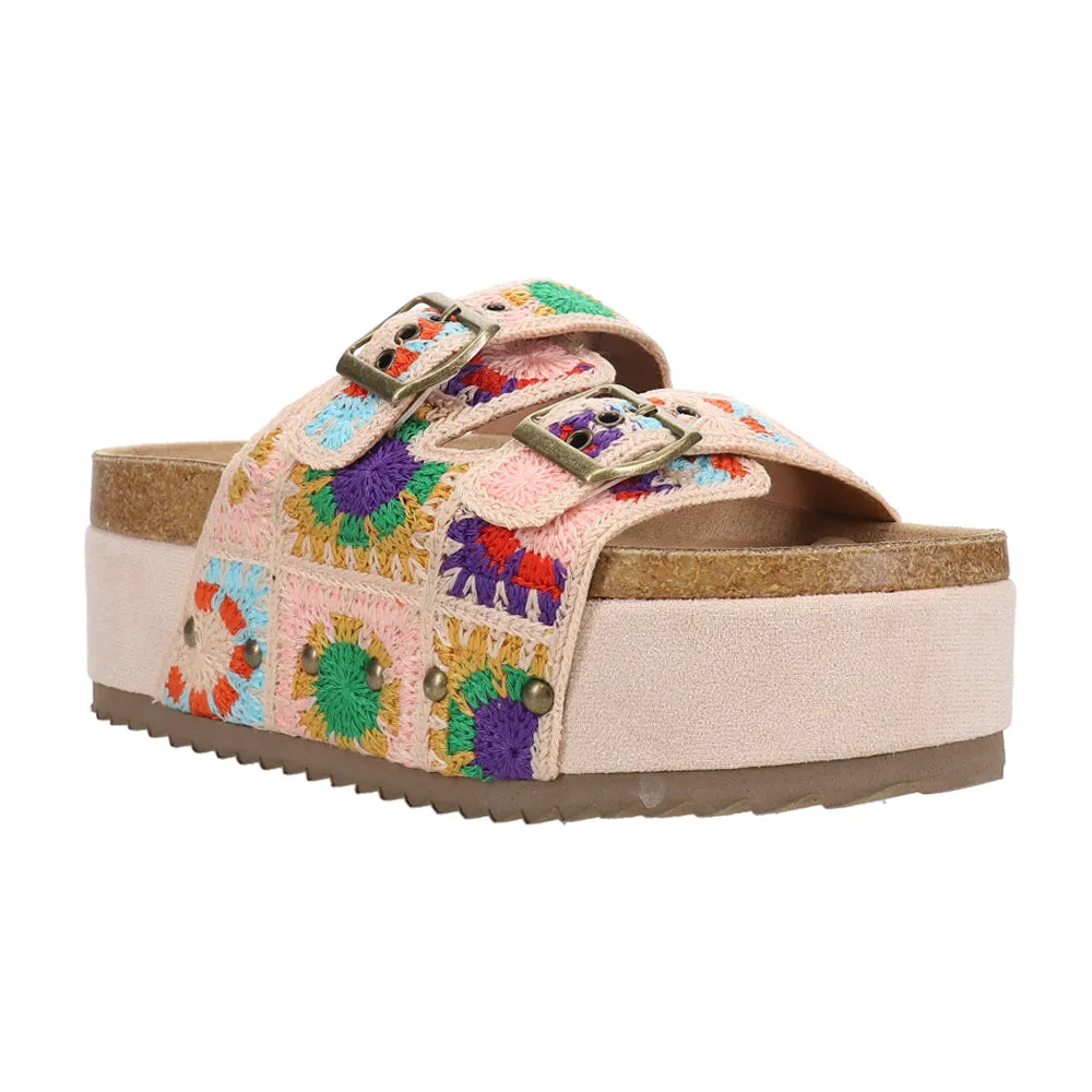 Wannabe Floral Platform Slide Sandals