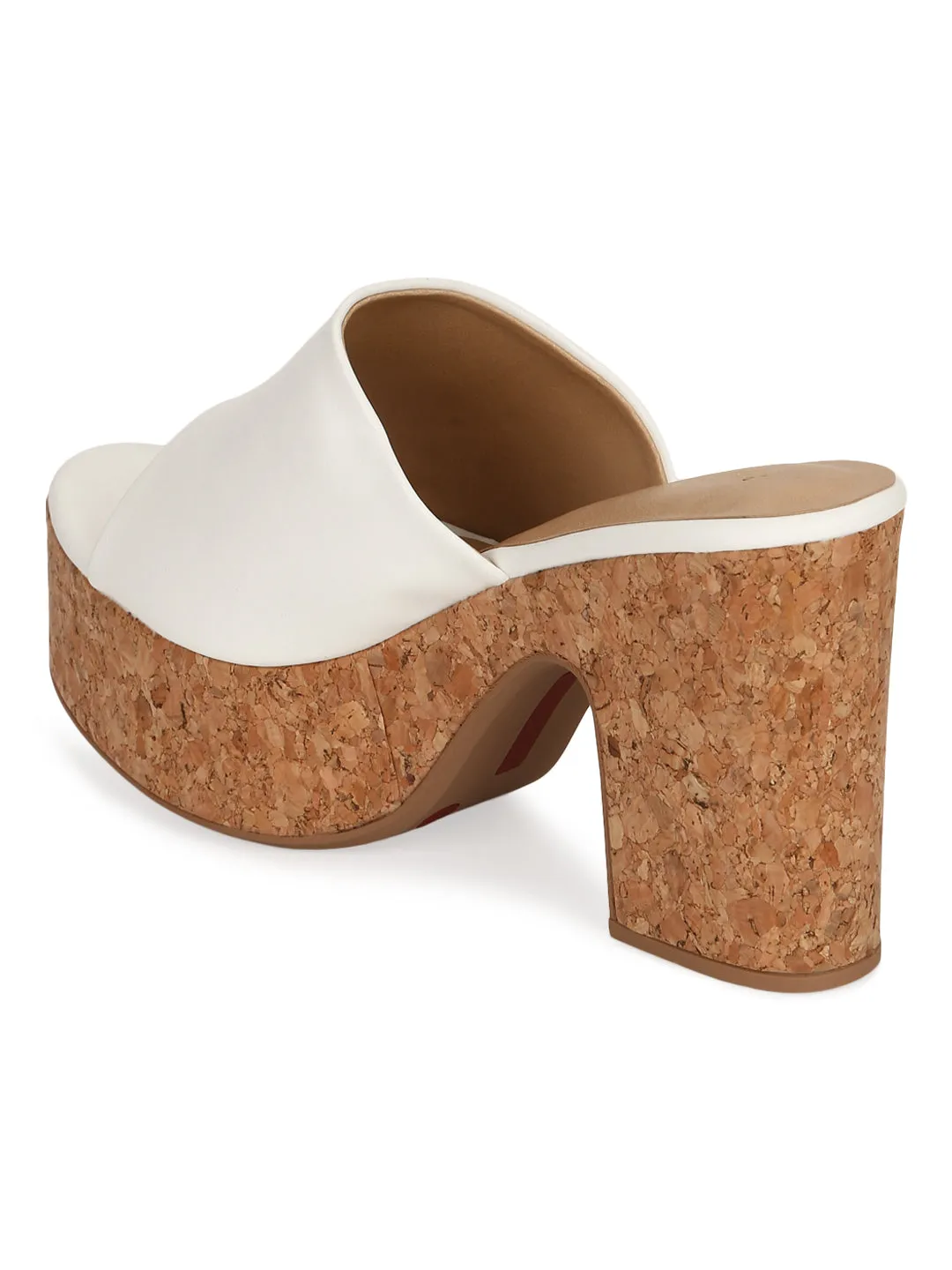 White PU Platform Heel Mules (TC-MSI-D-11-WHT)