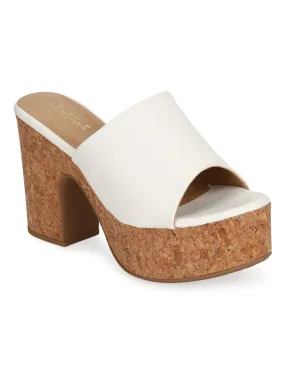 White PU Platform Heel Mules (TC-MSI-D-11-WHT)