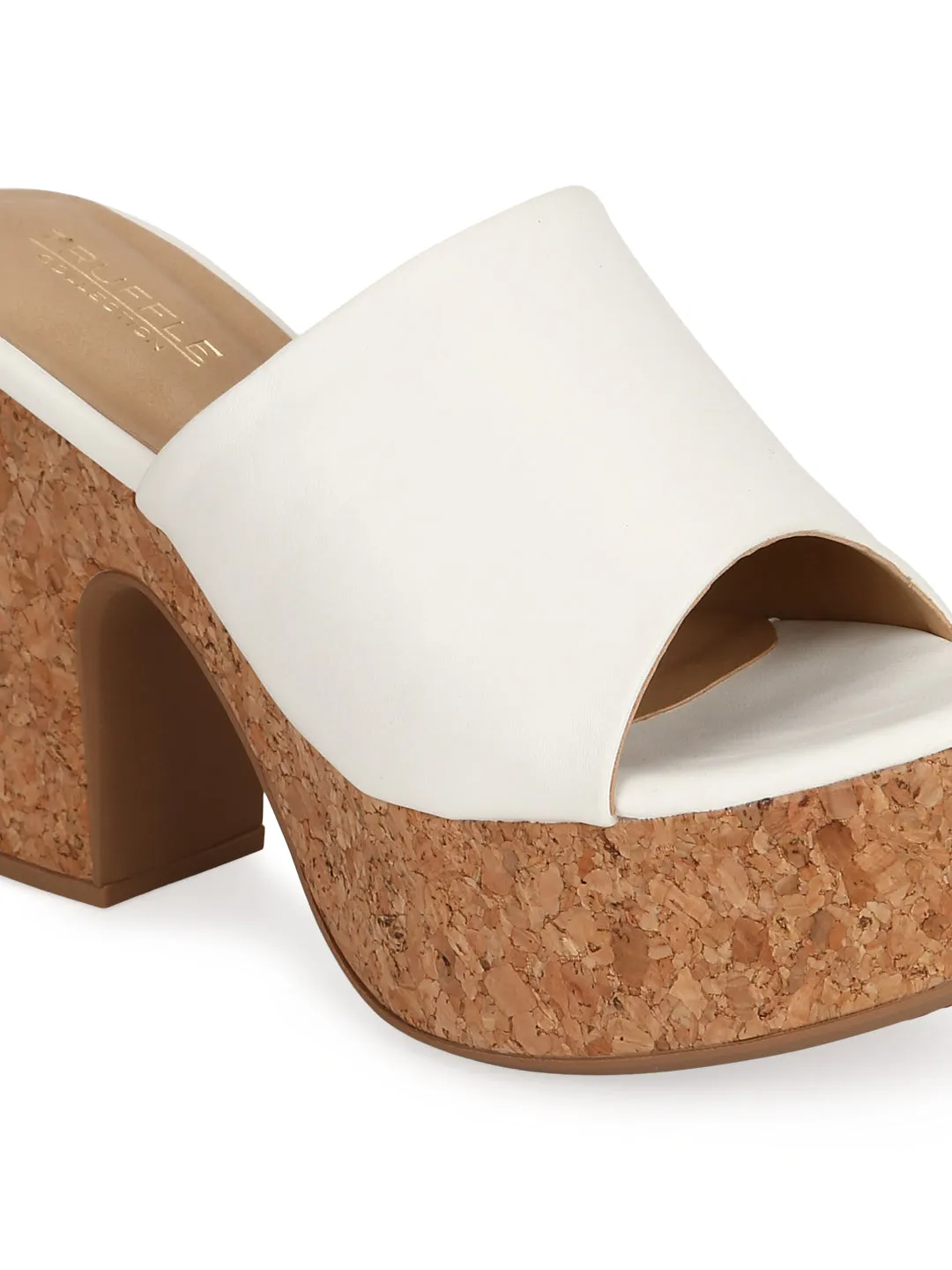 White PU Platform Heel Mules (TC-MSI-D-11-WHT)