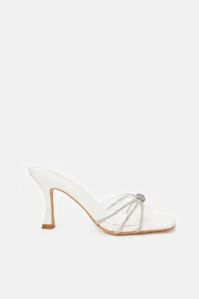 Women White Embellished Knot Mule