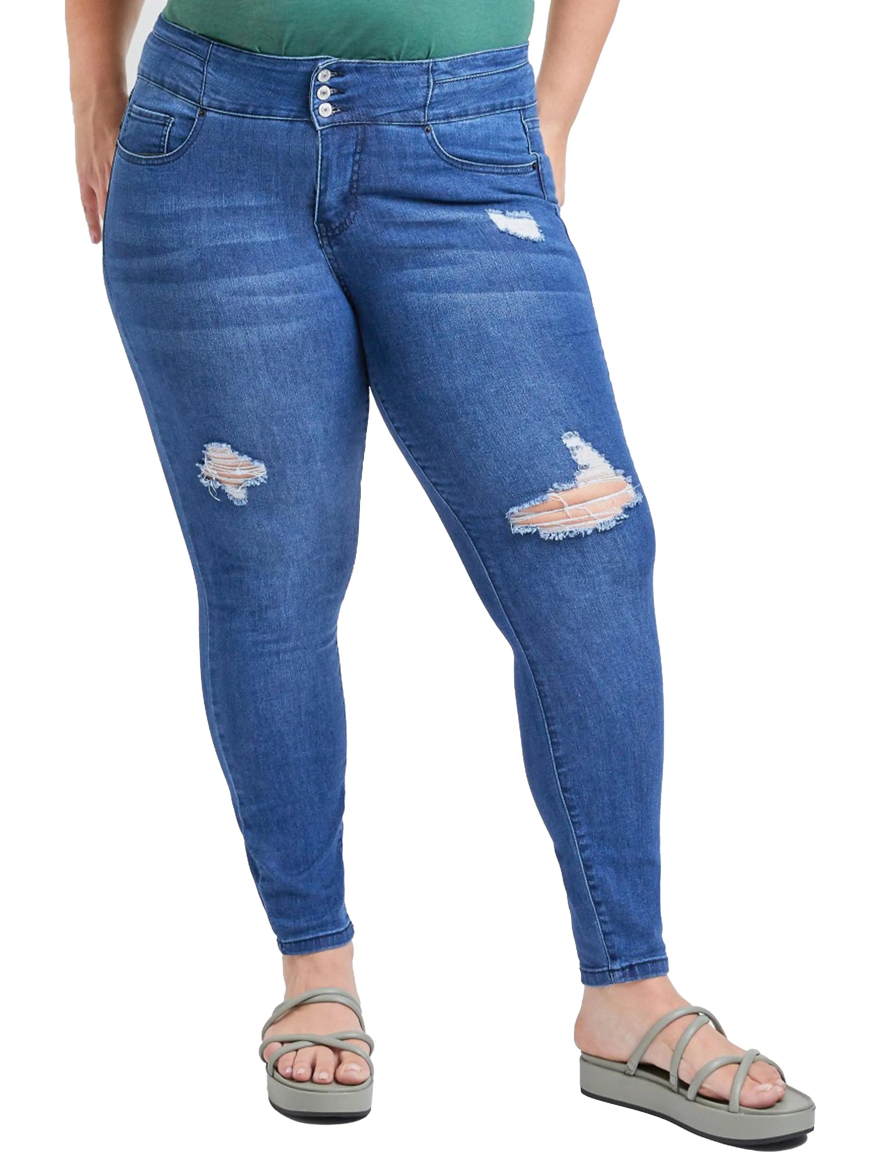 Women's Plus Size Sustainable Stacked Waistband Skinny Jeans