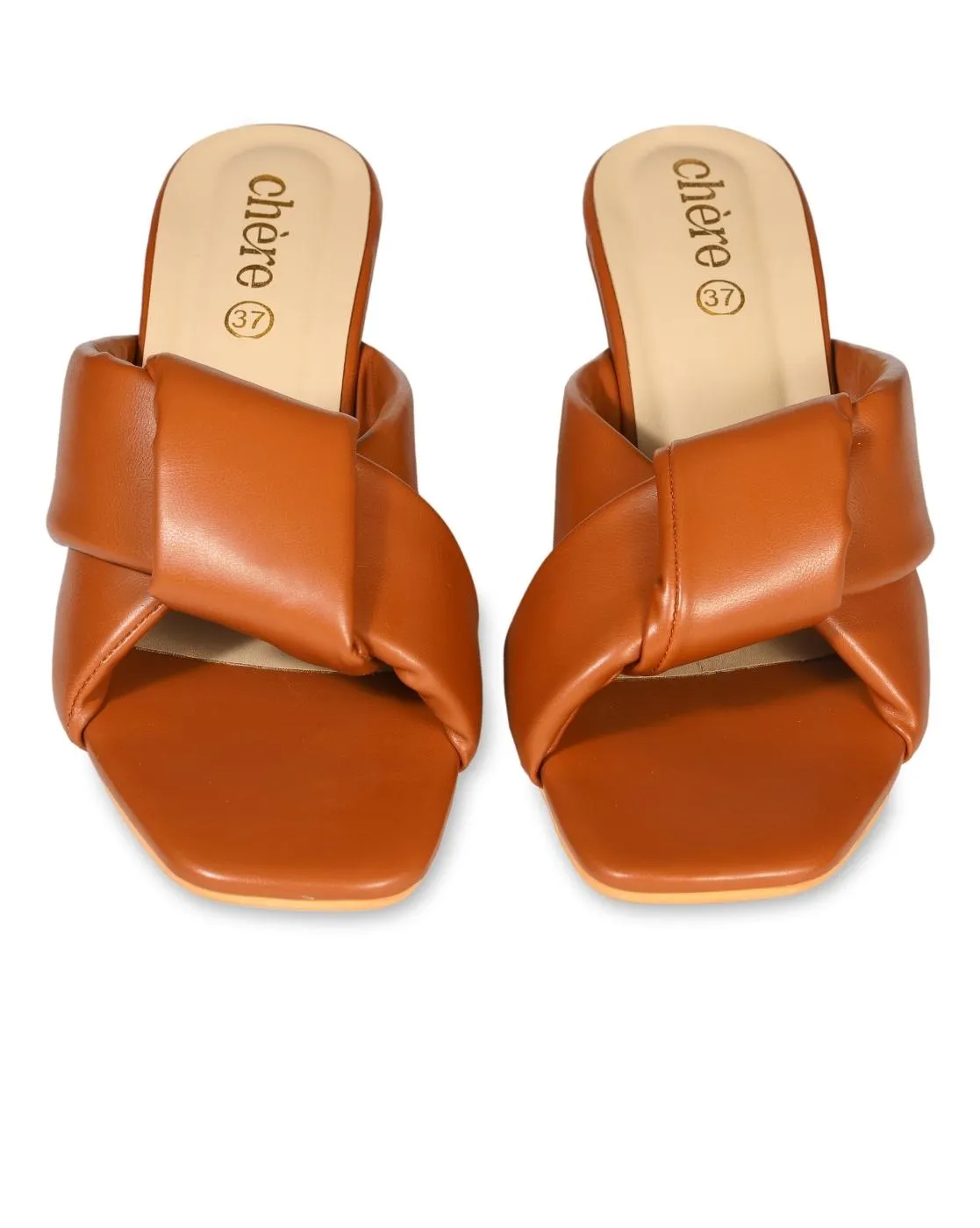 Women's Tan Knot Block Heels